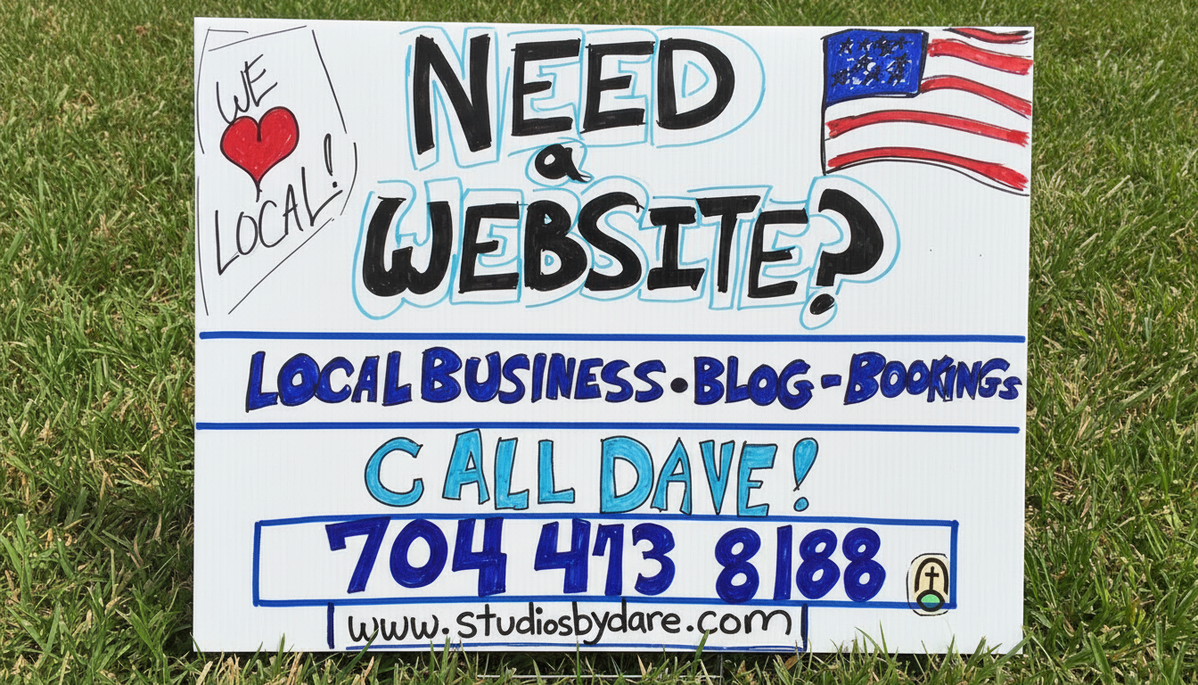 Studios by Dave yard sign showcasing local business branding
